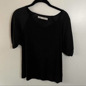 Madewell Hi-Line Satin Sleeve Black Tee